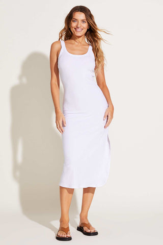 West Organic Rib Tank Dress - White Organic Rib