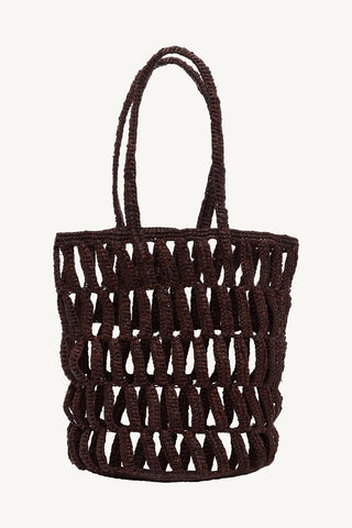 Salinas Bucket Bag - Chocolate Brown Raffia