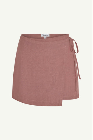 Willa Wrap Mini Skirt - Rosewood EcoLinen