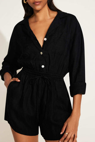 The Getaway Romper - Black EcoLinen