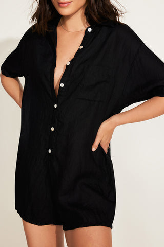 Playa Romper - Black EcoLinen