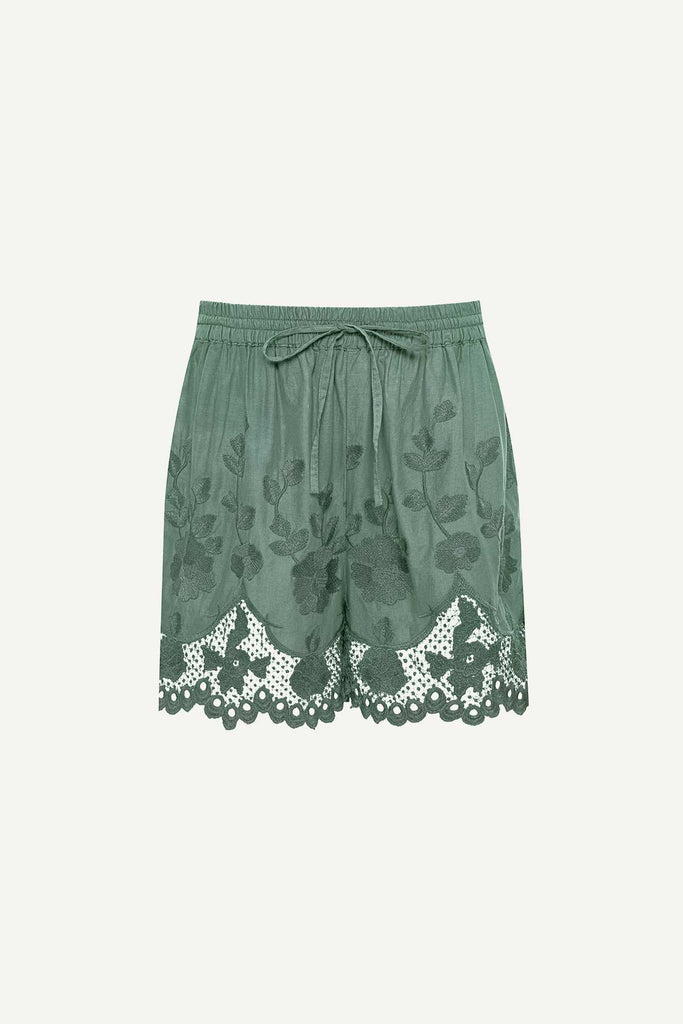 Sea green lacy beach shorts 