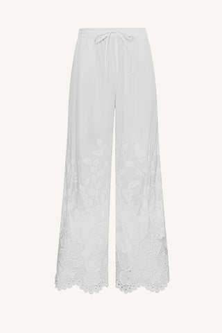 Flora Pant - White Beachside Broderie