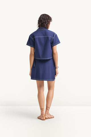 Ashley Wrap Skirt - Midnight Cotton Poplin