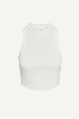 Daybreak Essential Crop Tank - White Cotton Rib