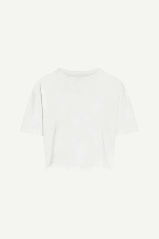 Coast Crop Tee - White Cotton Jersey