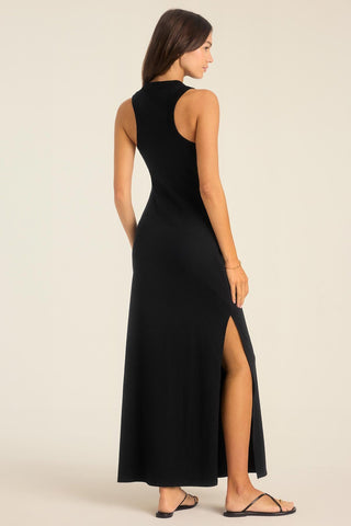 Daybreak Essential Midi Dress - Black Cotton Rib