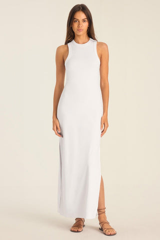 Daybreak Essential Midi Dress - White Cotton Rib