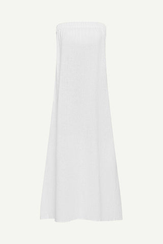 White bandeau style full length beach dress