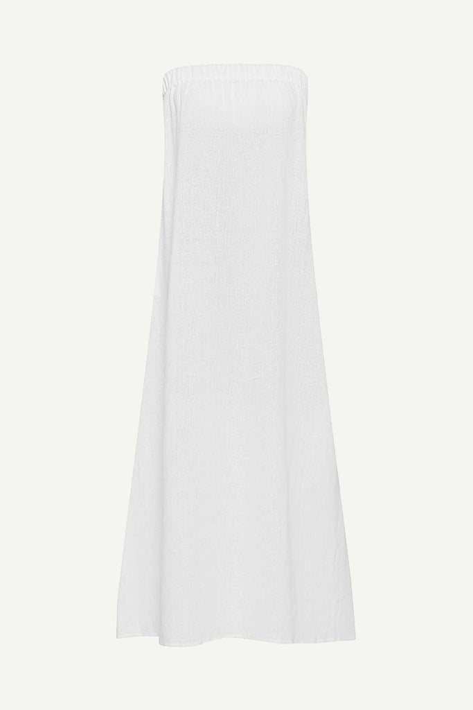 White bandeau style full length beach dress