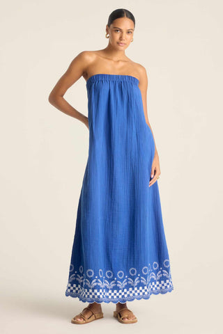Daya Embroidered Dress - Cobalt Mykonos