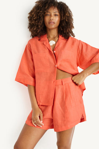 Rowan Resort Shirt - Coral EcoLinen