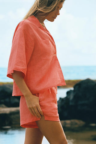 Rowan Resort Shirt - Coral EcoLinen