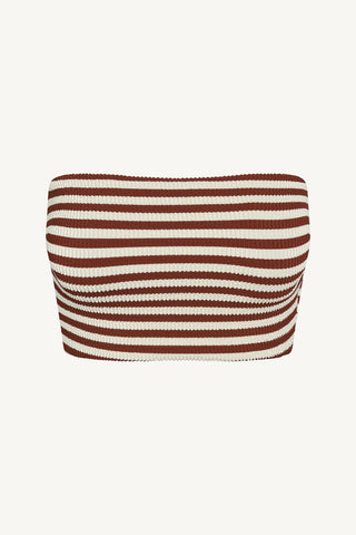 Nala Bandeau Tank Top - Red Ochre Stripe EcoScrunch