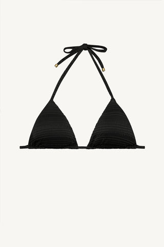 Gia Triangle Top - Black Seersucker Stripe