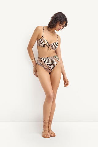 Barcelona High Waist Bottom - Shell Stripe EcoShimmer