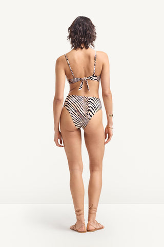 Barcelona High Waist Bottom - Shell Stripe EcoShimmer