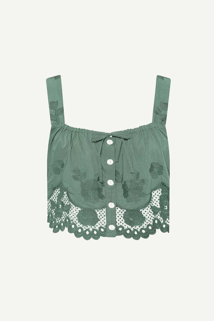 Sea green lacy beach tank top