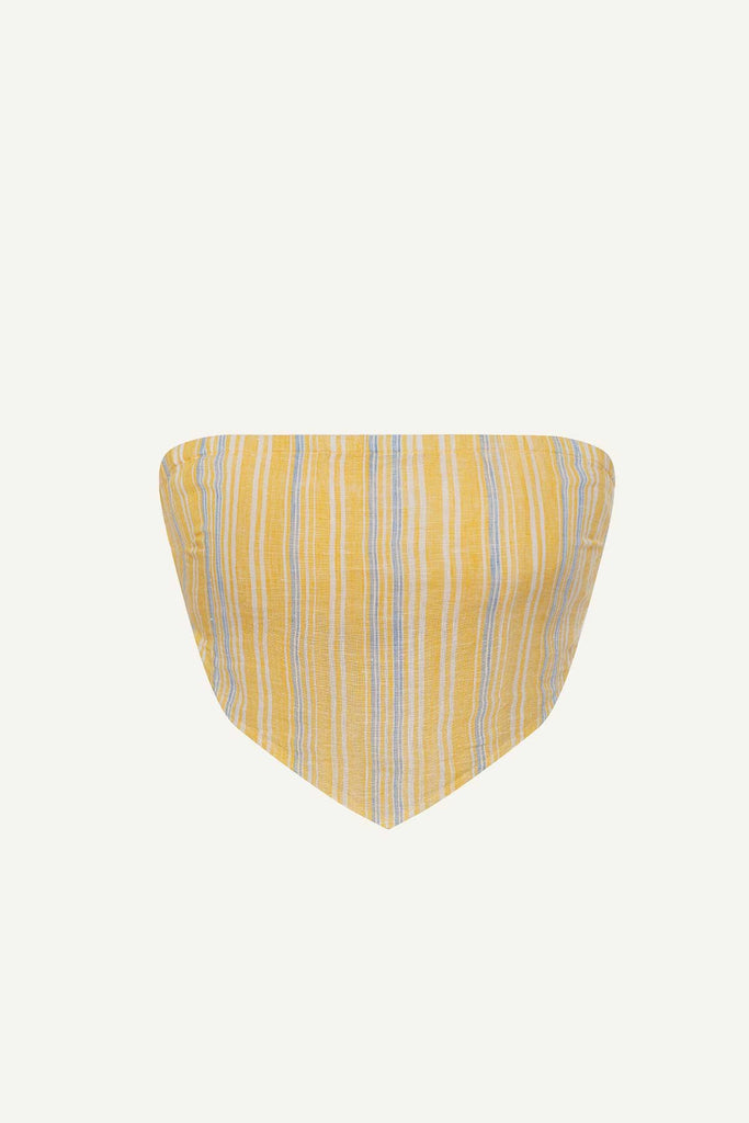 Scarf top with yellow and blue stripes 