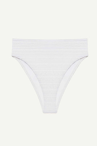 Barcelona High Waist Bottom - White Seersucker Stripe