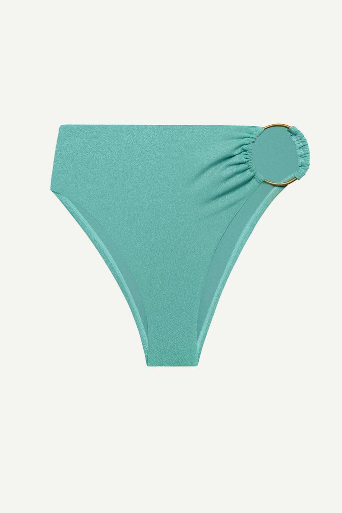O ring detail metallic aqua swim bottoms