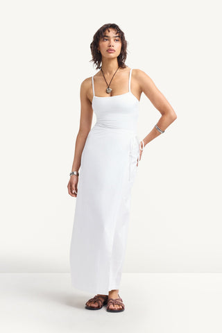 Willa Wrap Skirt - White Cotton Poplin