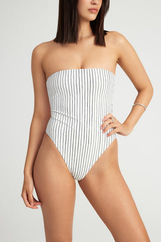 Upcycled Bandeau One Piece  - Bolero Stripe