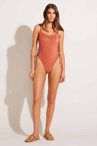 Gemma Ruched One Piece - Terracotta Metallic