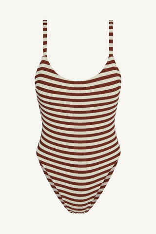 Nova One Piece - Red Ochre Stripe EcoScrunch