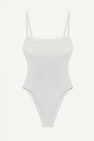 Jenna One Piece - White Seersucker Stripe