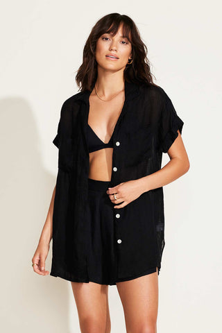 The Getaway Short - Black EcoLinen