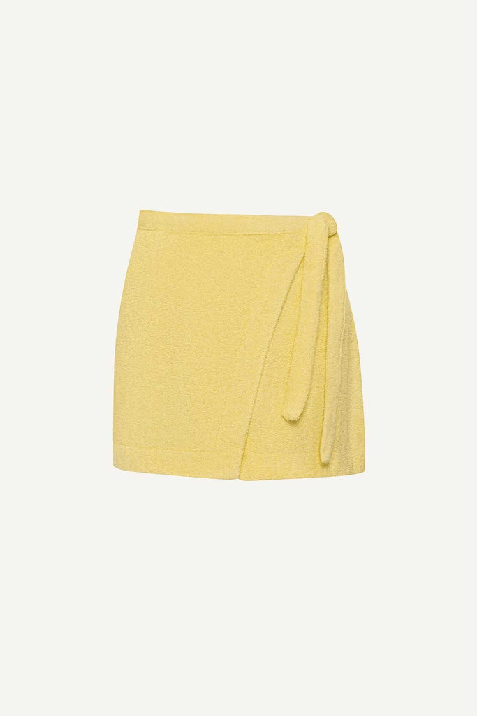 Yellow terry cloth wrap skirt
