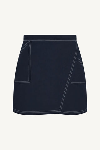 Ashley Wrap Skirt - Midnight Cotton Poplin