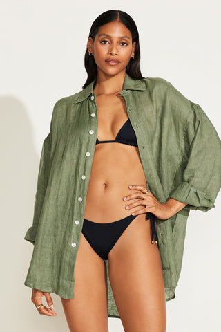 Playa Linen Boyfriend Shirt - Agave EcoLinen