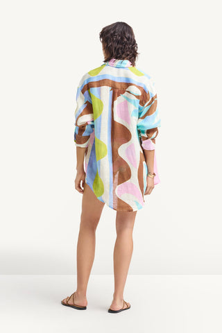 Playa Linen Boyfriend Shirt - Coast Colorblock Ecolinen
