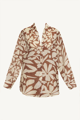 Playa Linen Boyfriend Shirt - Desert Flower EcoLinen