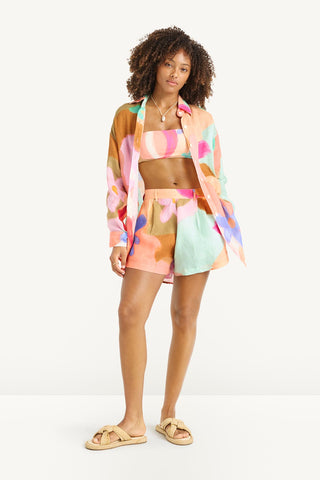 Playa Linen Boyfriend Shirt - In Bloom Colorblock EcoLinen