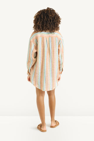 Playa Linen Boyfriend Shirt - Sand Dunes Stripe EcoLinen