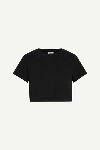 Coast Fitted Crop Shirt - Black Cotton Jersey