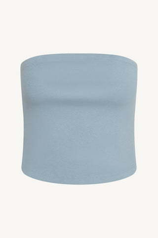 Daybreak Bandeau Top - Dusk Blue Cotton Rib