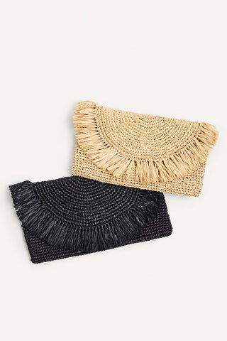 Palma Clutch - Black Raffia